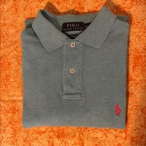 Polo by Ralph Lauren Men's Gray Polo Shirt with Red Logo